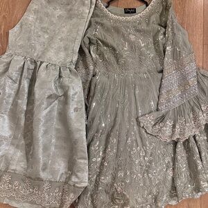 Pakistani Sharara Suit Green Size S/M
